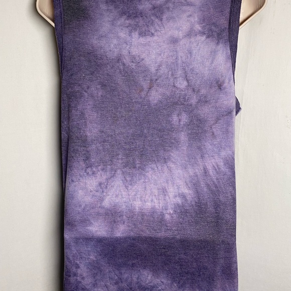 Size S Vocal Sleeveless Embellished Neck Purple Soft Tye Dyed Women's Tank Top - Picture 5 of 6